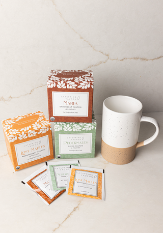 Teabag Yaupon Starter Kit – 3 Roasts + Ceramic Mug