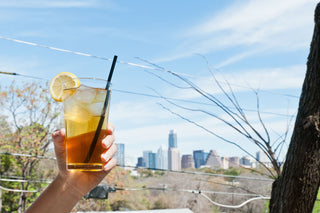 Glass filled with Yaupon Tea 