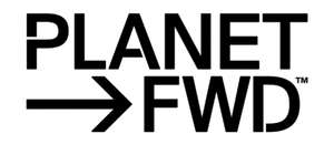 Logo of Planet FWD with a black arrow pointing to the right on a white background